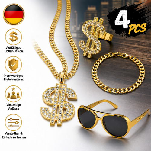 Hip hop kostüm gold teilig - gold, 4-teilig