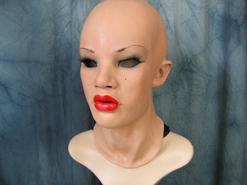 Latexmaske lola red wimpern - latexmaske, +